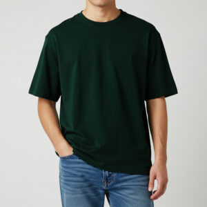Dark Green Premium Cotton Terry Oversized T-Shirt for Men
