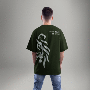 Power Wears No Crown Printed Men's Oversized Green T-shirt