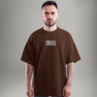 CLASSY brown oversized t-shirt for men made with French Terry cotton - minimal streetwear by Checks and Solids