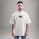 CLASSY white oversized t-shirt for men in French Terry cotton - minimal printed tee from Checks and Solids