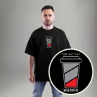 Need Coffee Minimal Black Oversized Tee - Unisex