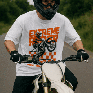 Extreme Rider Oversized White T-Shirt – Motocross Graphic Tee