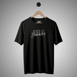 Self Discovery Black T-Shirt | Regular Fit 100% Cotton Bio-Washed Tee | Checks & Solids