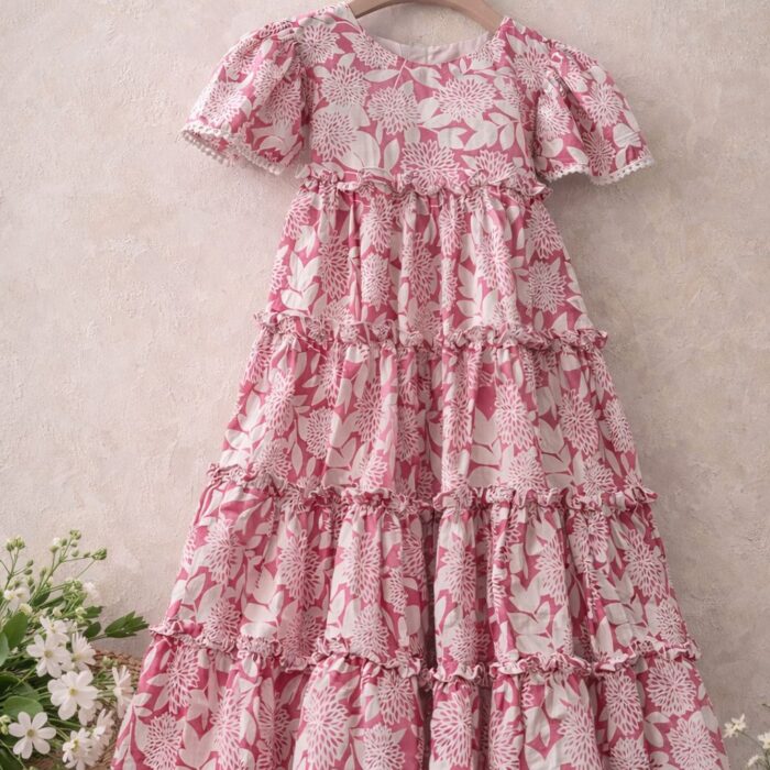 Pink Meadow Ankle-Length Summer Dress for Little Girls imag