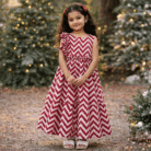 Little Ruby Chevron Cotton Gown with Soft Lining